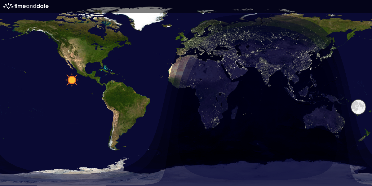 Verdenskart som viser dag og natt 