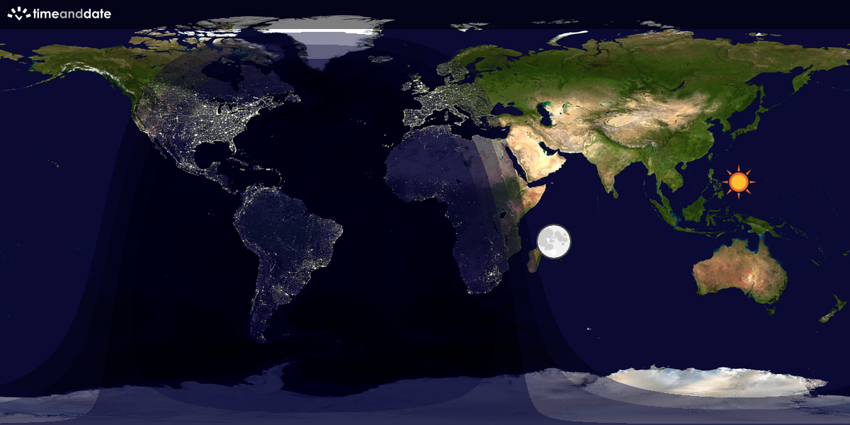 Verdenskart som viser dag og natt 