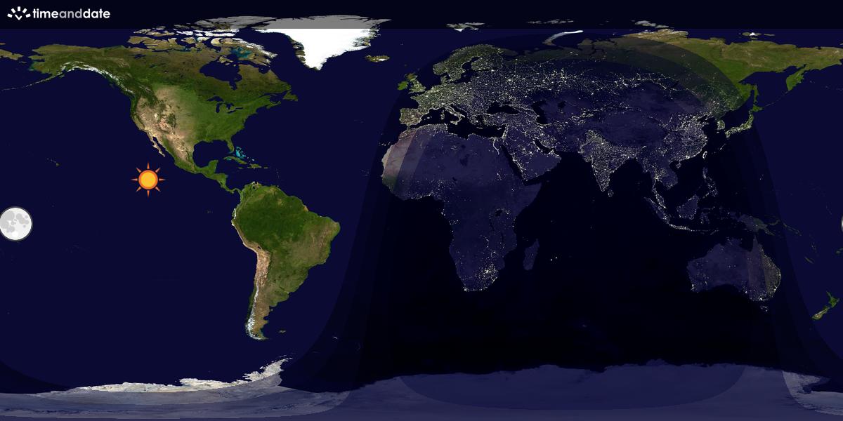 Verdenskart som viser dag og natt 
