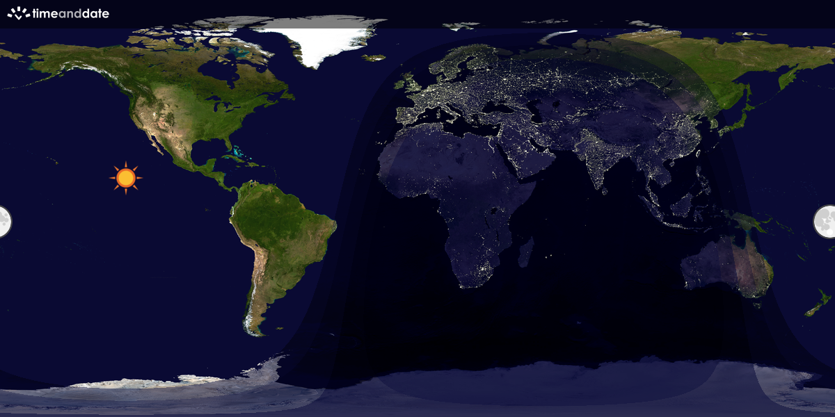 Verdenskart som viser dag og natt 