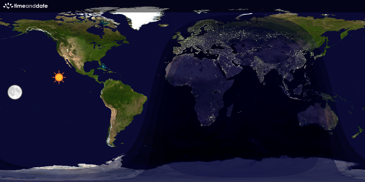 Verdenskart som viser dag og natt 
