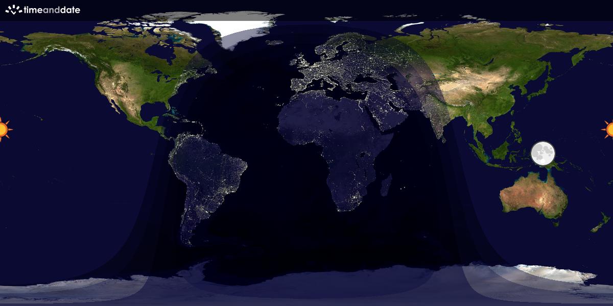 Verdenskart som viser dag og natt 