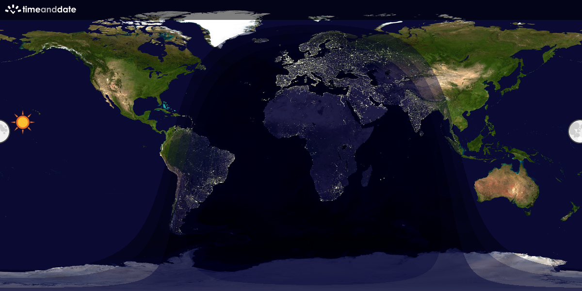 Verdenskart som viser dag og natt 