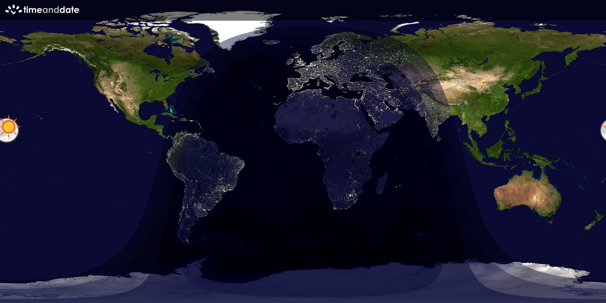 Verdenskart som viser dag og natt 