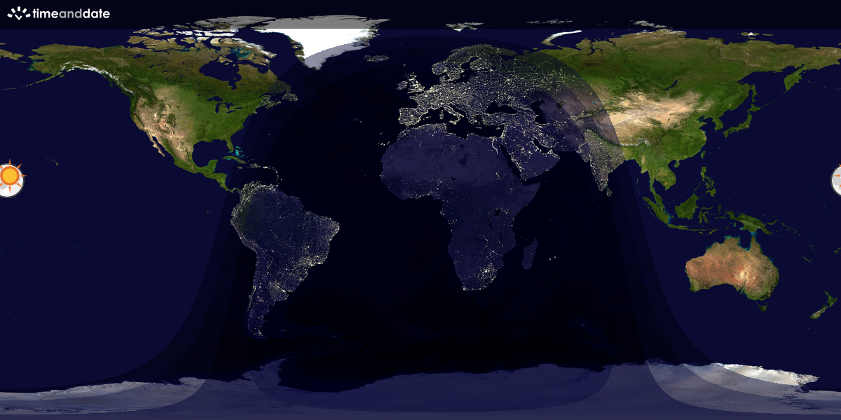 Verdenskart som viser dag og natt 