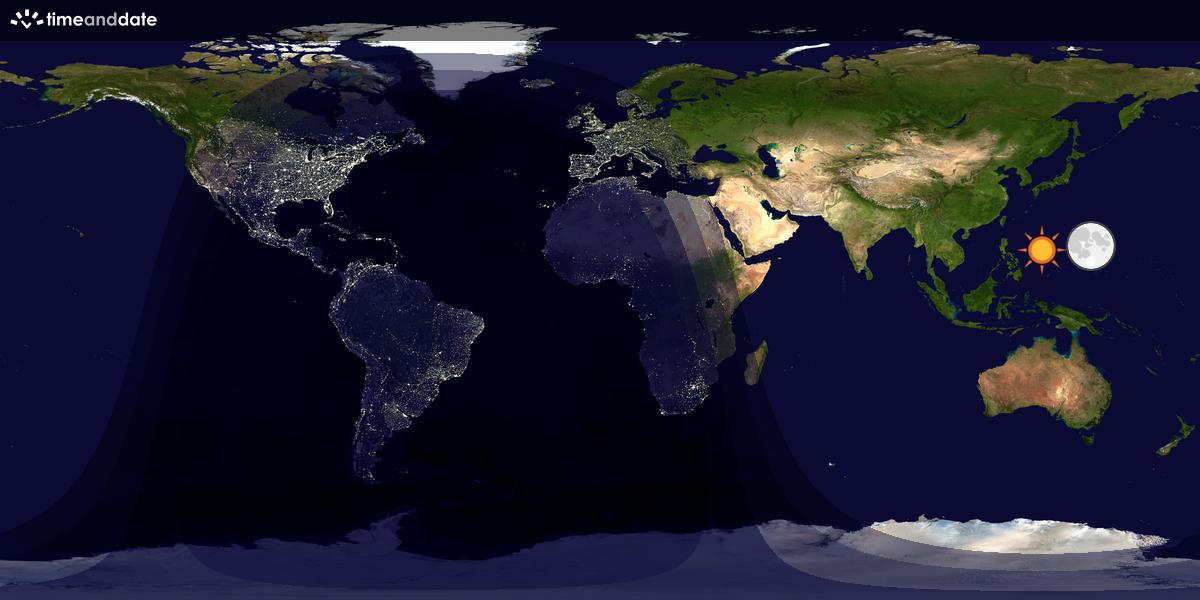Verdenskart som viser dag og natt 