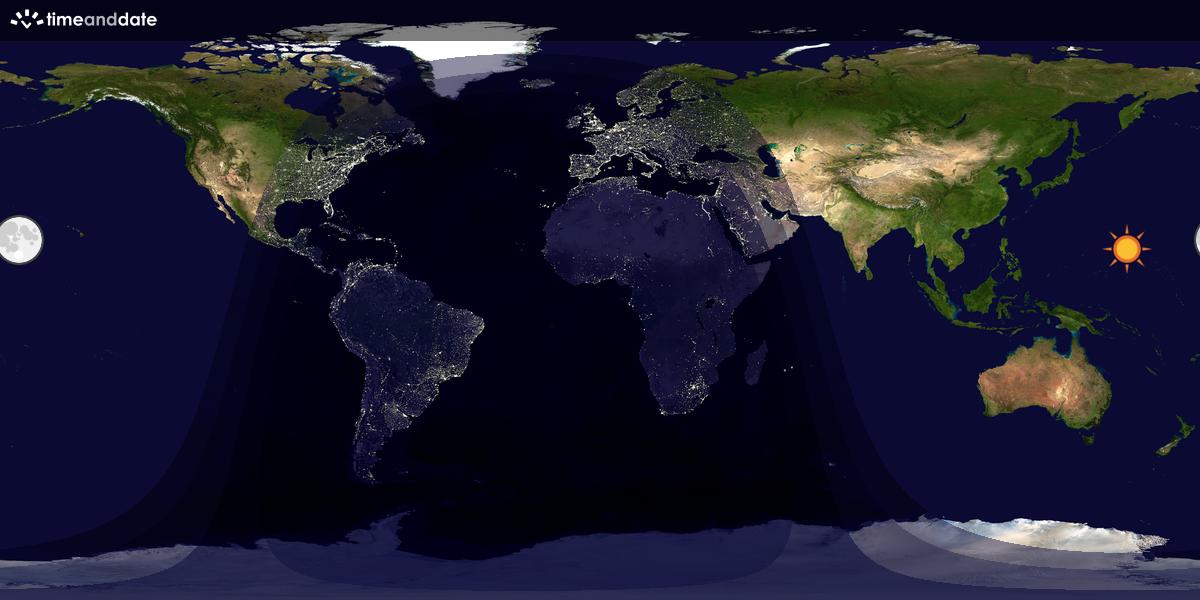 Verdenskart som viser dag og natt 