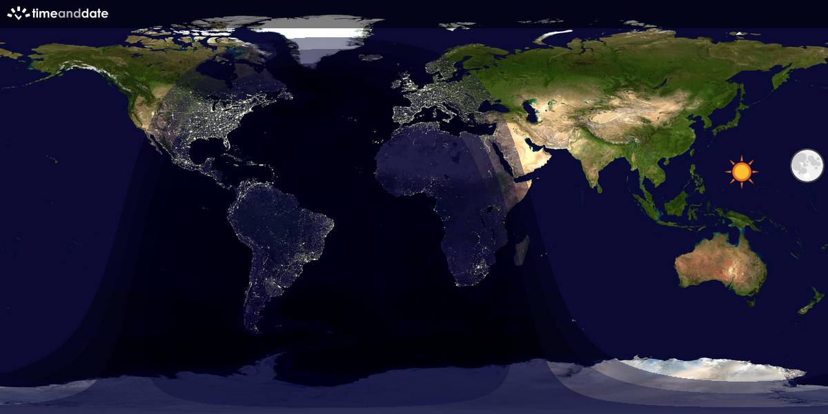 Verdenskart som viser dag og natt 