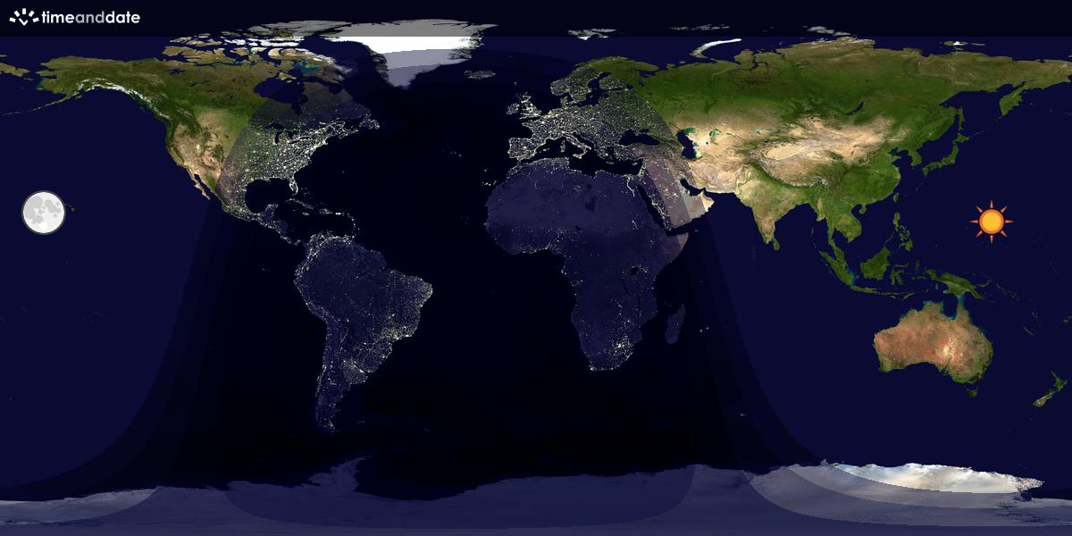 Verdenskart som viser dag og natt 