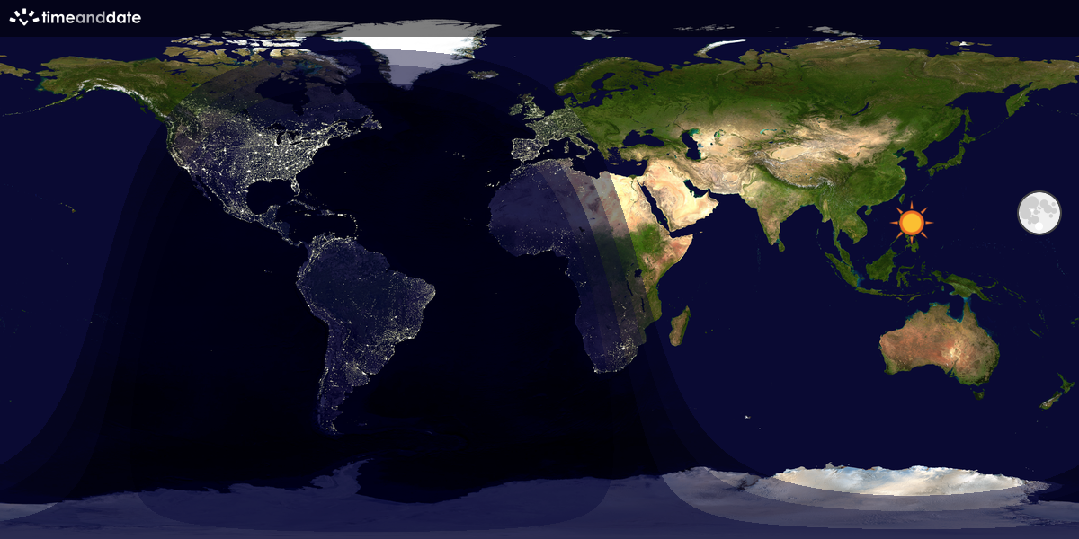 Verdenskart som viser dag og natt 
