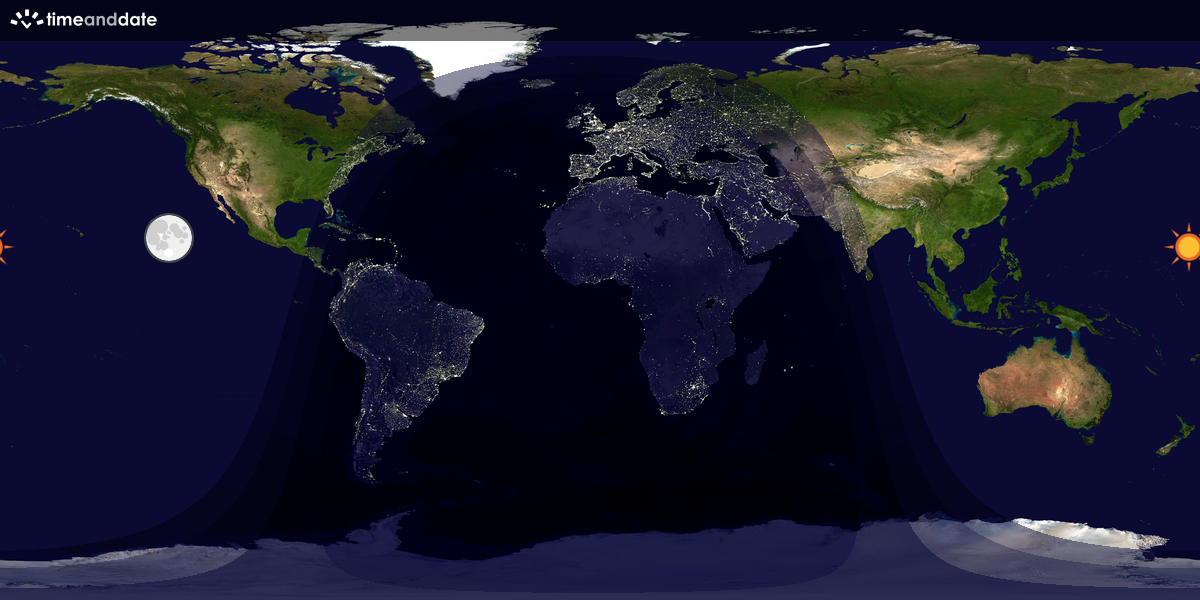 Verdenskart som viser dag og natt 