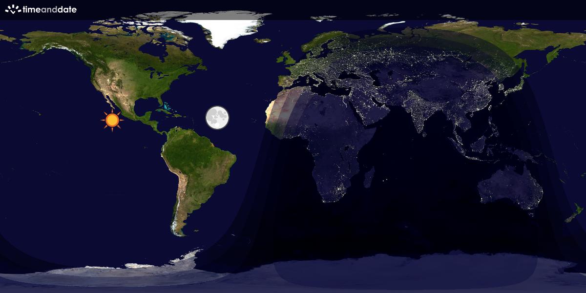 Verdenskart som viser dag og natt 