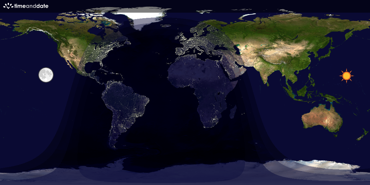 Verdenskart som viser dag og natt 