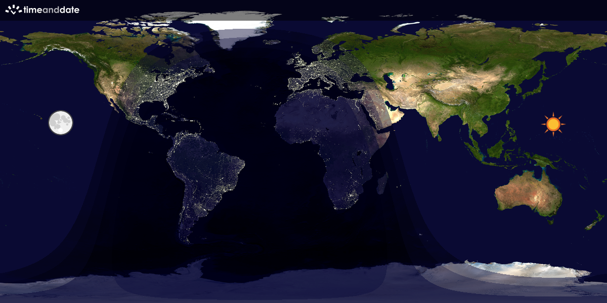 Verdenskart som viser dag og natt 