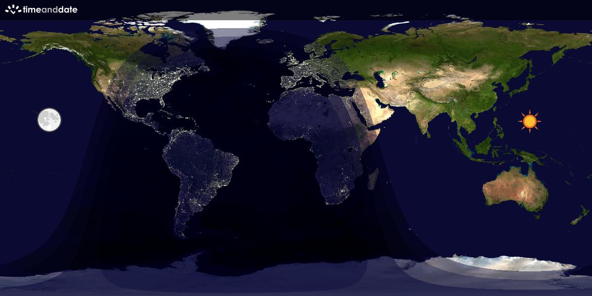 Verdenskart som viser dag og natt 