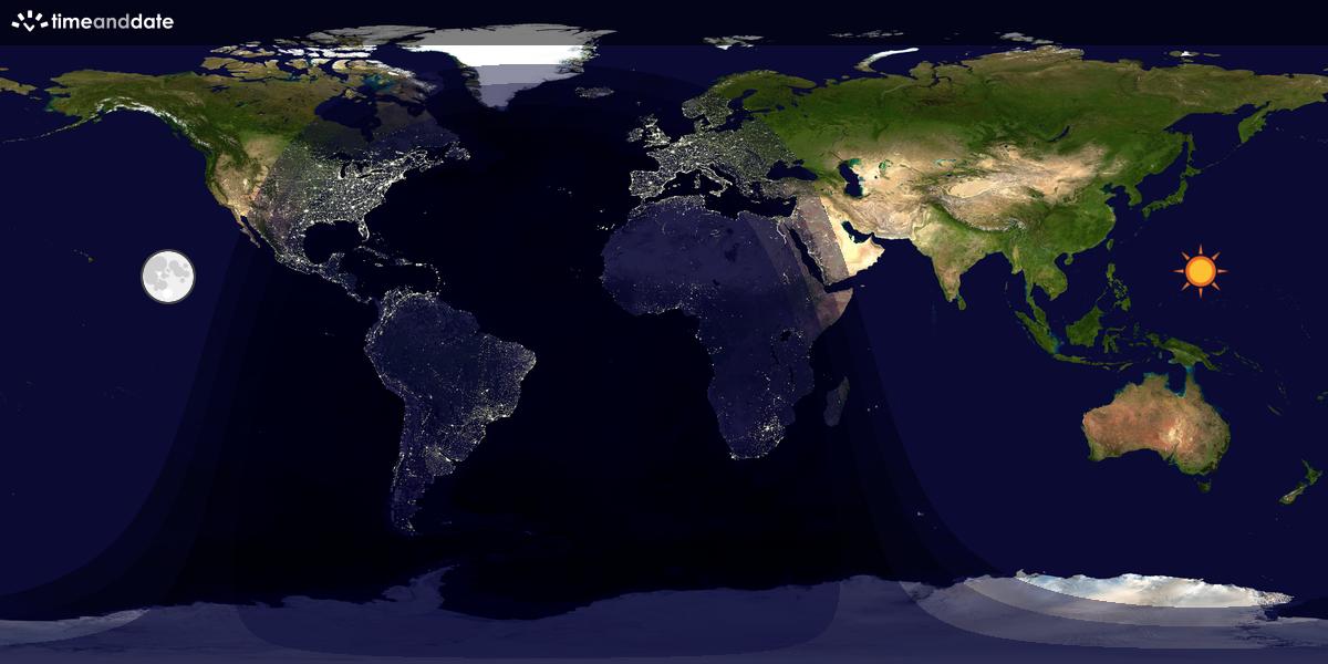 Verdenskart som viser dag og natt 