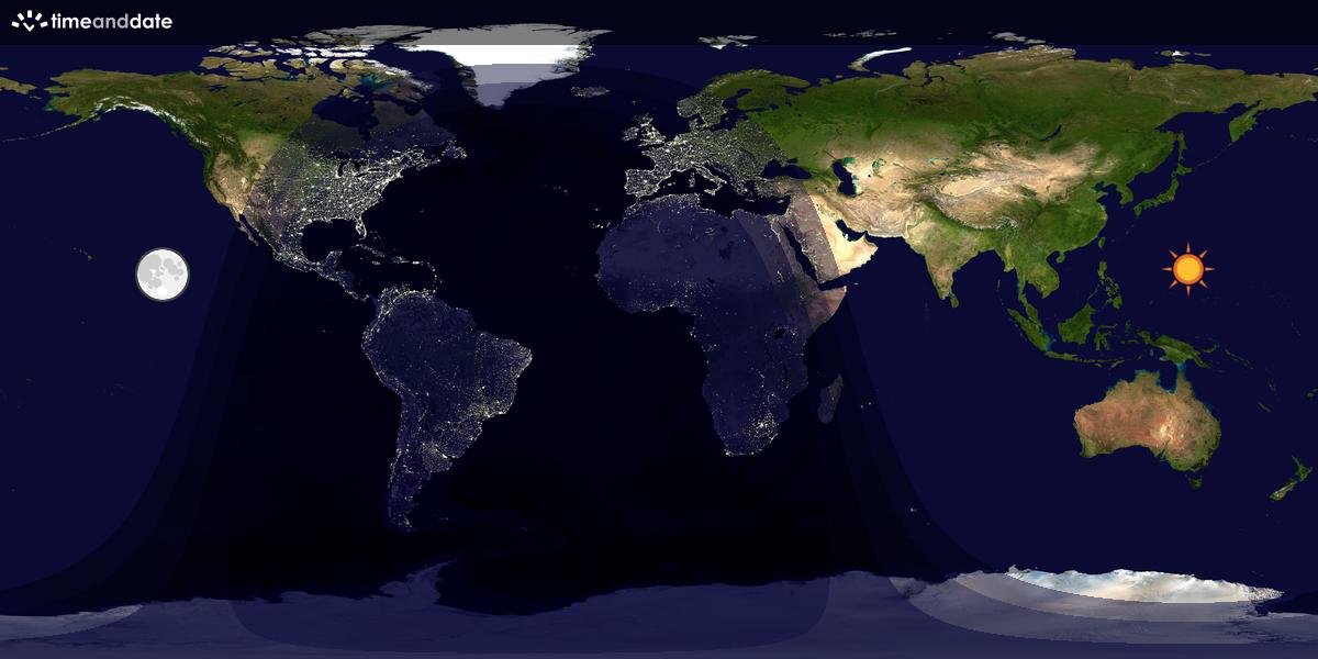 Verdenskart som viser dag og natt 