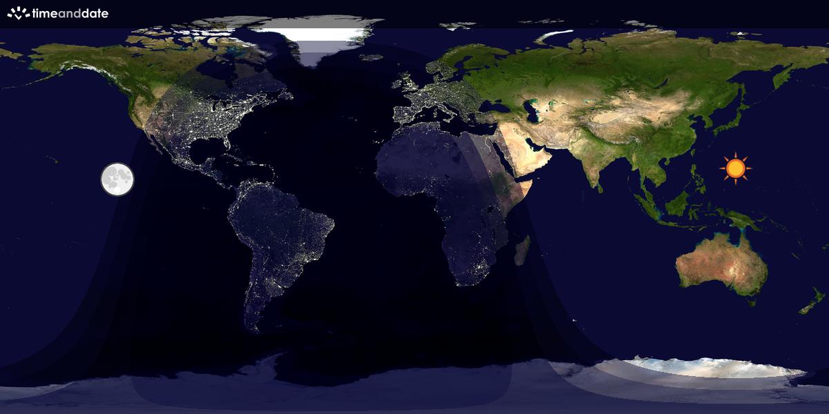 Verdenskart som viser dag og natt 