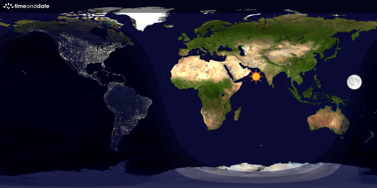Verdenskart som viser dag og natt 
