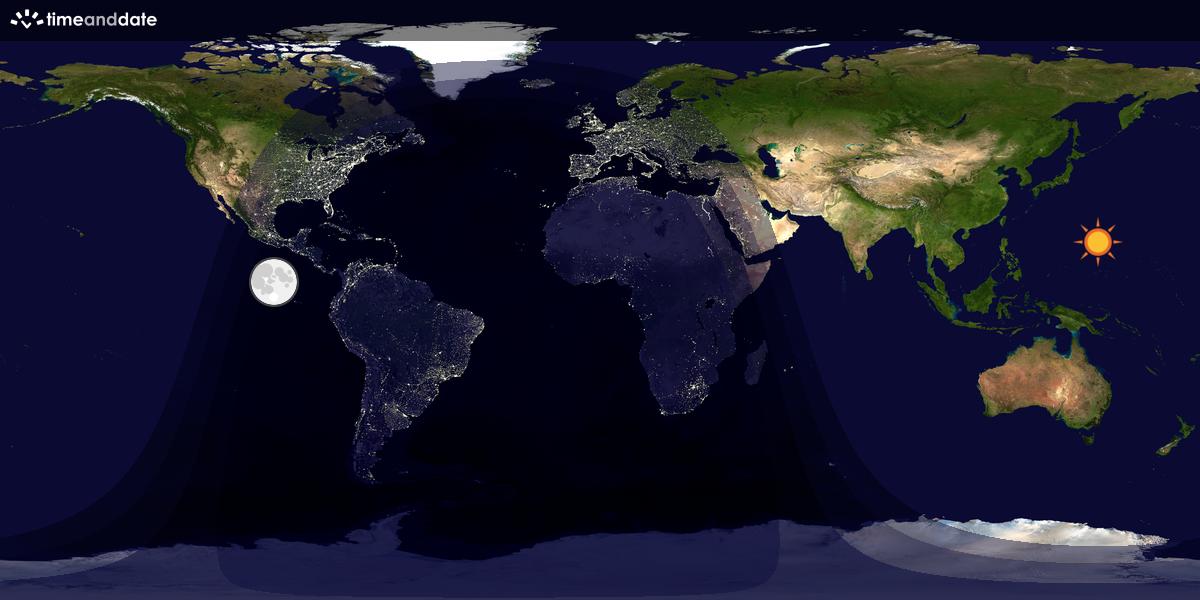Verdenskart som viser dag og natt 
