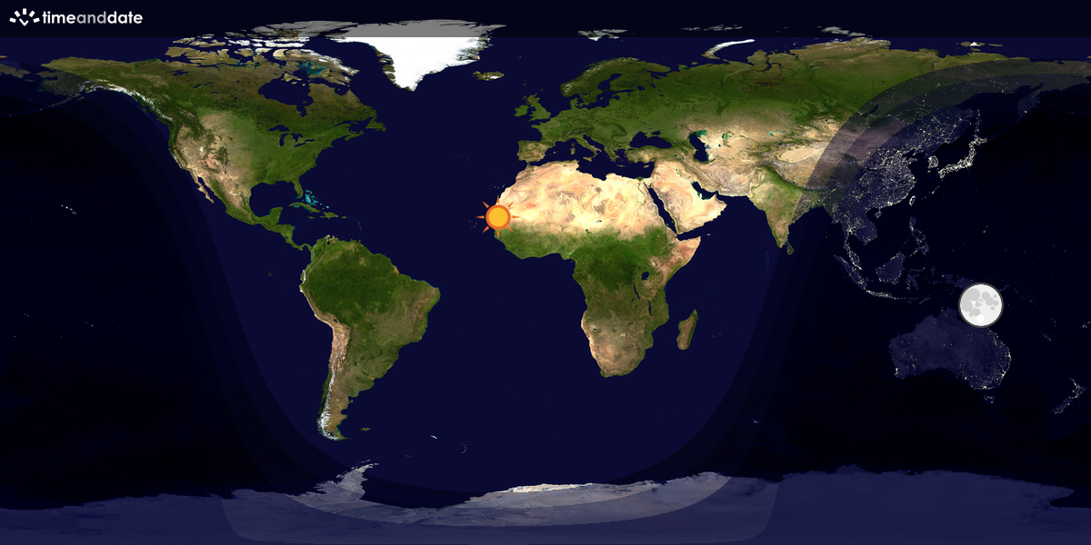 Verdenskart som viser dag og natt 