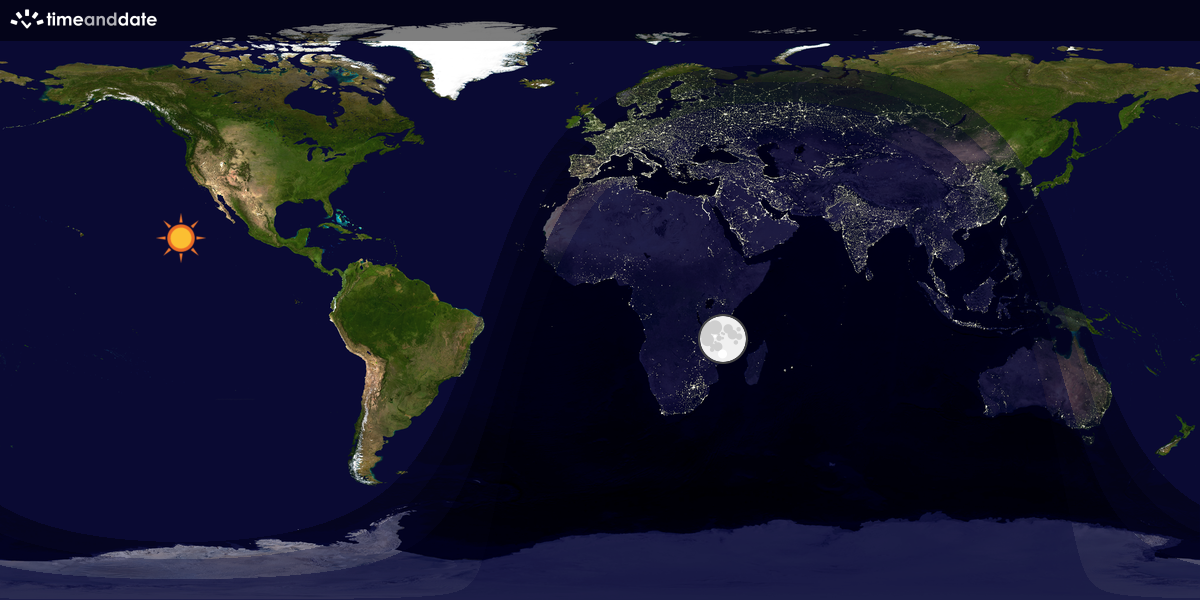 Verdenskart som viser dag og natt 