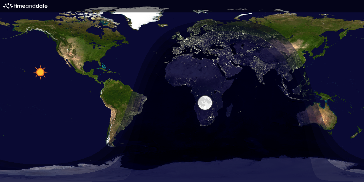 Verdenskart som viser dag og natt 