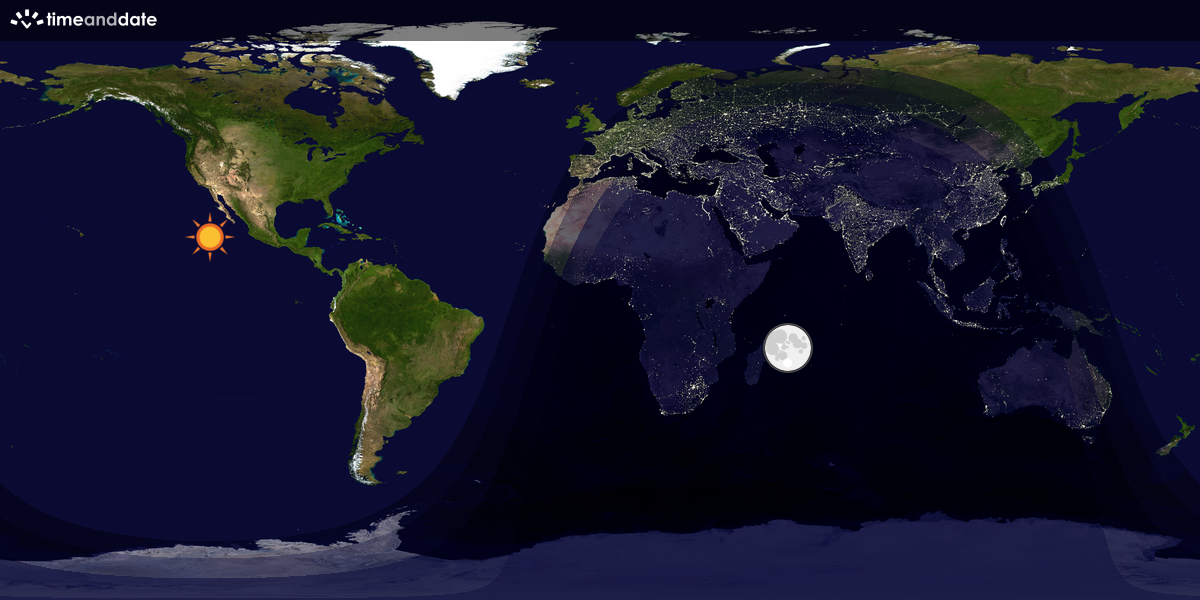 Verdenskart som viser dag og natt 