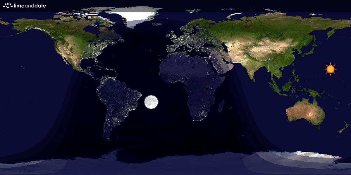 Verdenskart som viser dag og natt 