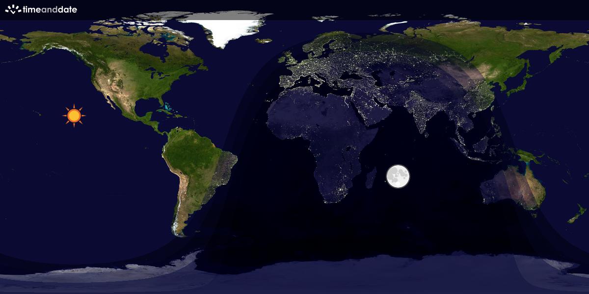 Verdenskart som viser dag og natt 