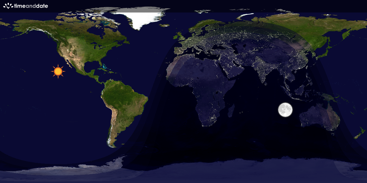 Verdenskart som viser dag og natt 
