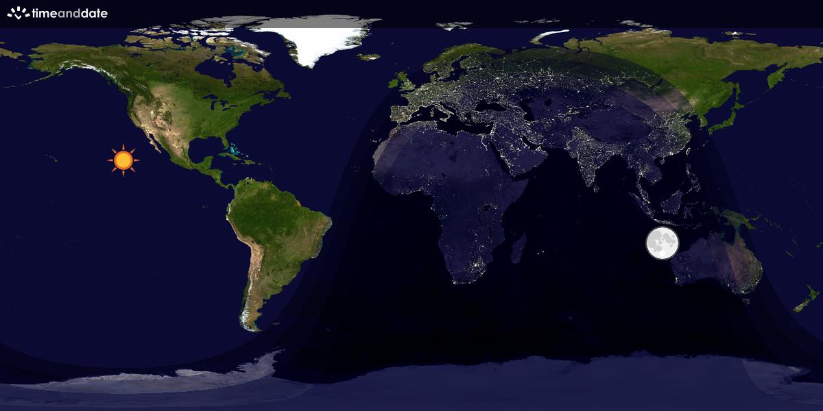 Verdenskart som viser dag og natt 
