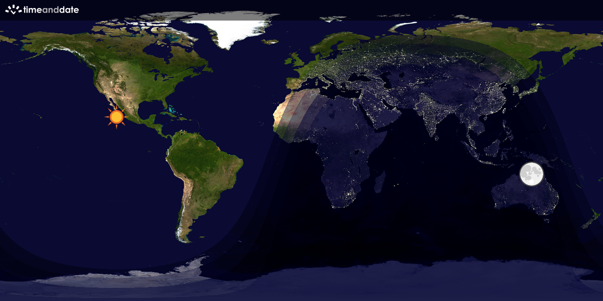 Verdenskart som viser dag og natt 