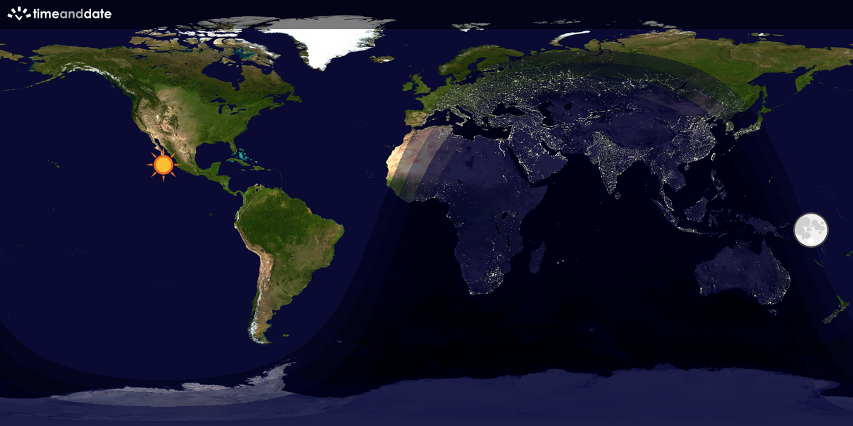 Verdenskart som viser dag og natt 