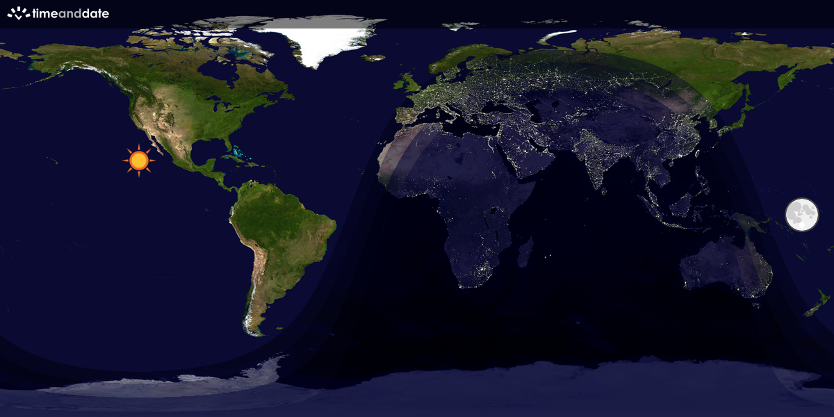 Verdenskart som viser dag og natt 