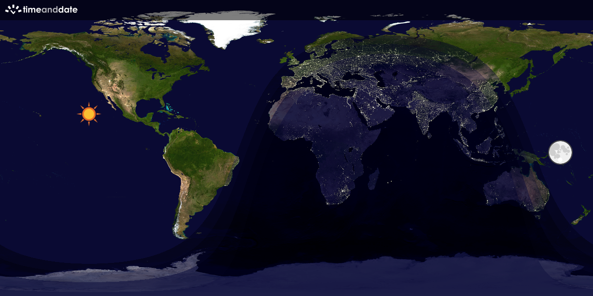 Verdenskart som viser dag og natt 