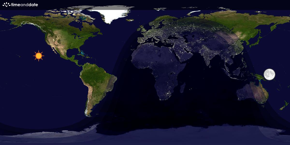 Verdenskart som viser dag og natt 