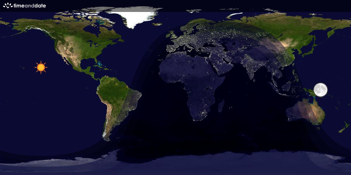 Verdenskart som viser dag og natt 