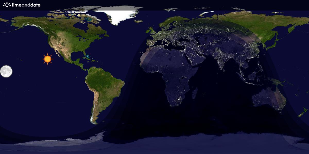 Verdenskart som viser dag og natt 