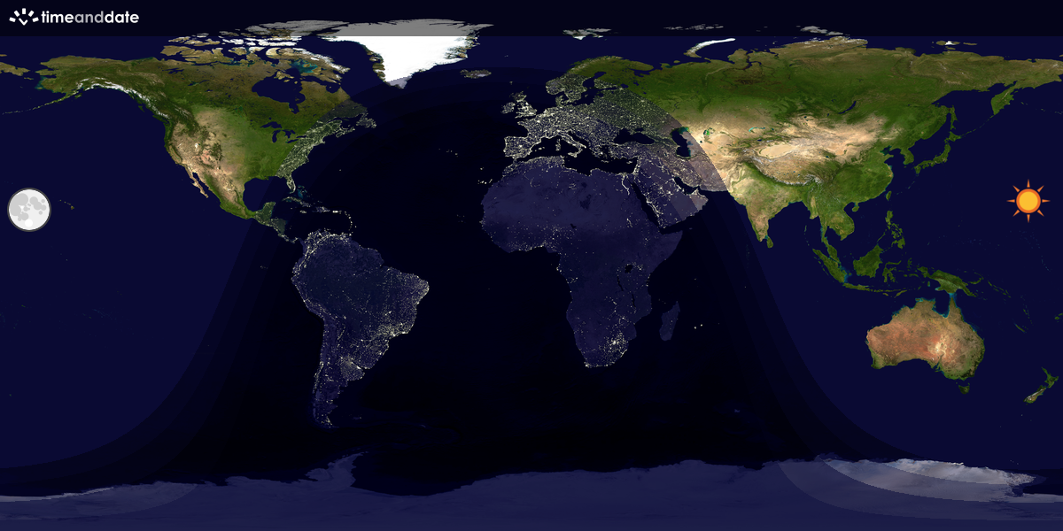 Verdenskart som viser dag og natt 