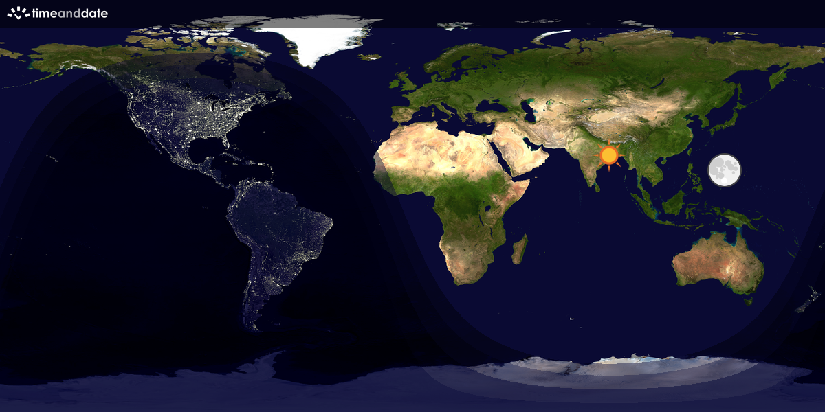 Verdenskart som viser dag og natt 