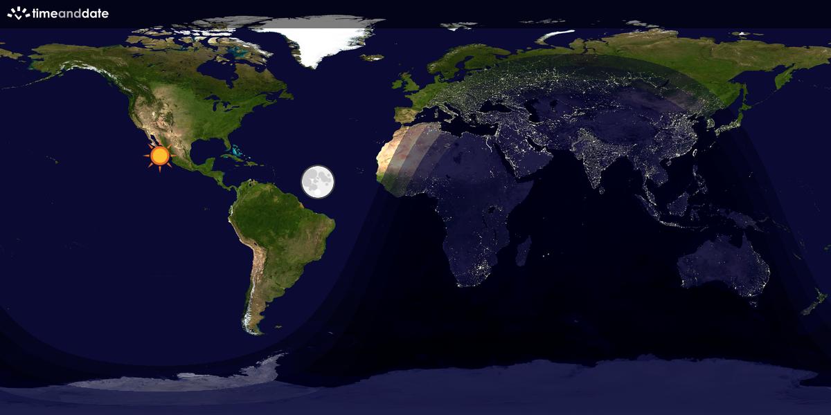 Verdenskart som viser dag og natt 