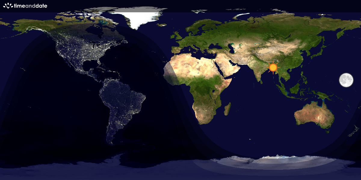Verdenskart som viser dag og natt 
