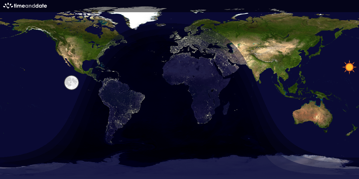 Verdenskart som viser dag og natt 