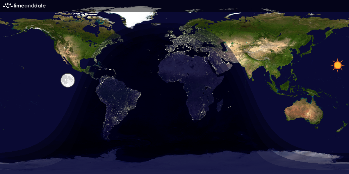 Verdenskart som viser dag og natt 