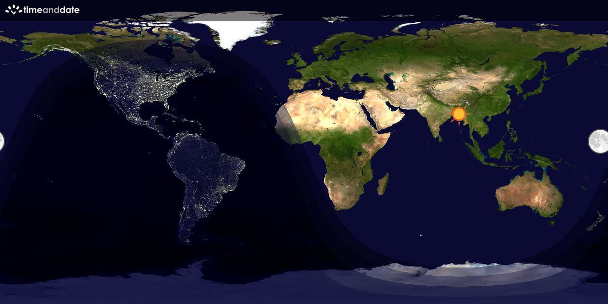 Verdenskart som viser dag og natt 