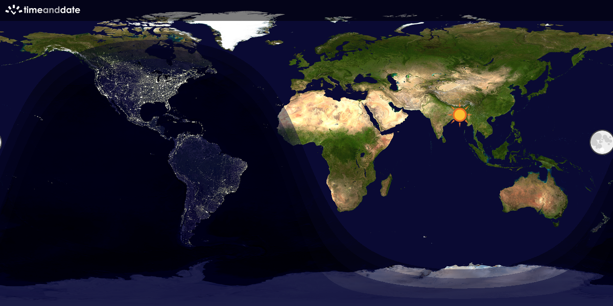 Verdenskart som viser dag og natt 