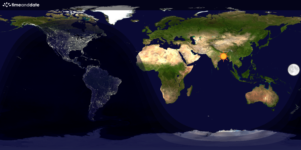 Verdenskart som viser dag og natt 