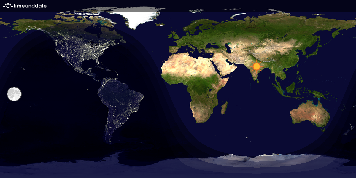 Verdenskart som viser dag og natt 
