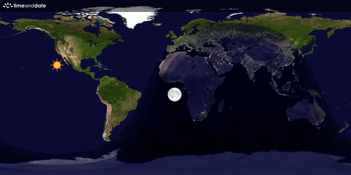 Verdenskart som viser dag og natt 